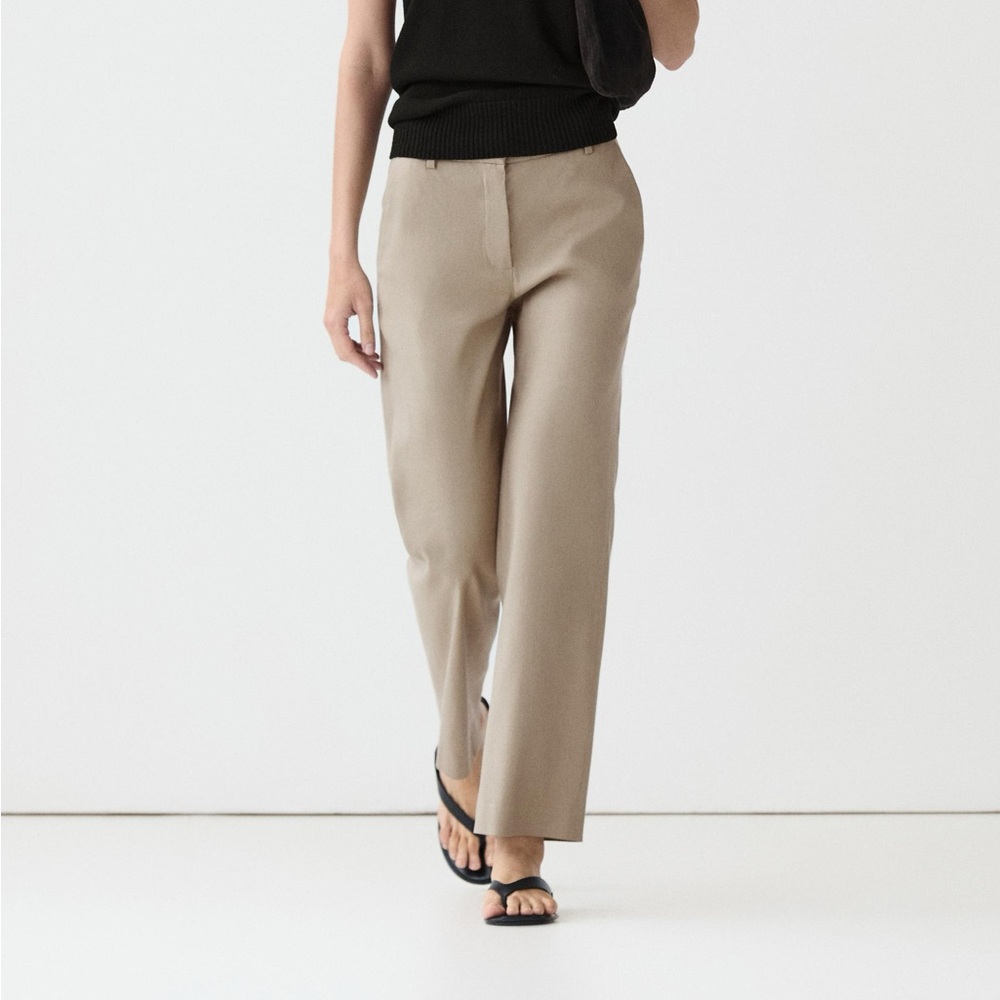 MASSIMO DUTTI LINEN BLEND STRAIGHT LEG PANTS OFFICE CLASSIC Beige 6